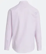 Camisa de hombre Preston Field, manga larga, corte slim fit, color lila claro con finas rayas blancas verticales.