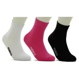 Pack de tres pares de medias tobilleras Moleca, lisas, en color blanco, rosa y negro.