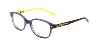 Armazón de acetato color gris con forma rectangular y detalles de los Minions en las patillas.