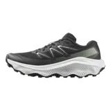 Championes de trail running Salomon Ultra Flow 2, de color negro con suela blanca y detalles en gris. Cuenta con upper de malla transpirable, entresuela amortiguada y suela con tacos para mayor tracción en terrenos difíciles.