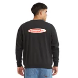 Buzo Quiksilver Disk de hombre, color negro, con cuello redondo y estampa frontal ovalada en colores rojo y blanco con el logo de la marca.
