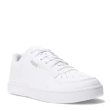 Championes Puma Caven 2.0 blancos con detalles en negro y dorado, con cordones y logo de la marca en el lateral.