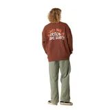 Buzo de cuello redondo color marrón, con calce regular y estampa pequeña en el pecho con el logo de la marca.