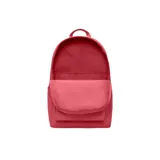 Mochila Nike Heritage color rosa con logo marrón, bolsillo frontal con cierre y bolsillos laterales.