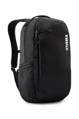 Mochila negra Thule Subterra de 23 litros, con logo blanco estampado en el frente.