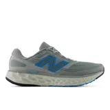 Championes de running New Balance modelo Evoz V4, color gris con detalles en azul brillante y suela amortiguada Fresh Foam X.