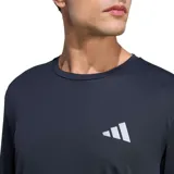 Remera deportiva de manga larga Adidas modelo Running Essentials, de color negro con el logo de la marca estampado en blanco en el pecho.