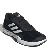 Championes deportivos Adidas modelo Amplimove Trainer, color negro con las tres tiras características en blanco y suela blanca. Presentan un diseño de malla transpirable y cierre con cordones.