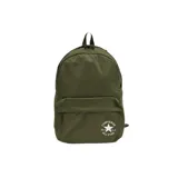 Mochila Converse modelo Speed 3, color verde militar, con compartimento principal con cierre superior y un bolsillo frontal con cierre. Presenta el logo circular de Converse All Star en blanco en la parte inferior frontal.