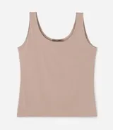 Top de breteles anchos, color marrón oscuro, corte ajustado y escote en U.