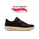 Championes Skechers Slip-Ins Arch Fit Court Break para hombre, de color negro con suela gruesa en tono tostado y tecnología Contour Foam.