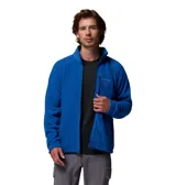 Campera polar de microfibra con cierre frontal completo, cuello alto, bolsillos laterales con cierre y un bolsillo vertical en el pecho con cierre y logo de la marca bordado.