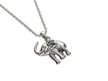Colgante con cadena de eslabones plateada y dije de elefante de plata 925.