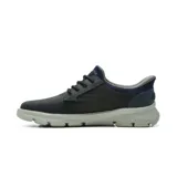Zapatos casuales Skechers modelo Slip-ins Relaxed Fit Arch Fit Garza Langston, color azul marino con suela gris. Confeccionados en cuero con tecnología Arch Fit para soporte de arco y sistema de calce fácil.