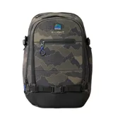 Mochila Rip Curl F-Light Posse 35L Search con diseño estampado de camuflaje en tonos verdes y negros, múltiples compartimentos con cierre, correas de compresión frontales y base negra reforzada.