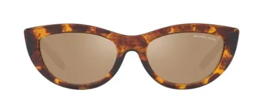 Lentes de sol Michael Kors 2160U con armazón carey de diseño ovalado y cat-eye, y cristales marrones degradados.