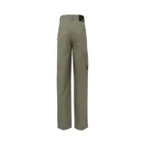 Pantalon utilitario de corte regular, color verde oliva, con cierre de cremallera y botón, bolsillos laterales, bolsillos traseros y bolsillo lateral en el muslo.