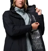 Chaqueta parka impermeable y transpirable con tecnología Omni-Tech y forro termorreflectante Omni-Heat. Presenta capucha ajustable, cierre frontal con solapa, cintura entallada y bolsillos laterales con cremallera.