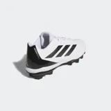 Championes de béisbol Adidas Impact 2.0, color blanco con las icónicas tres tiras en negro. Presentan una parte superior sintética resistente, forro textil y suela exterior de goma con tapones moldeados para mayor tracción en tierra y césped.
