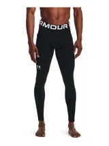 Calza deportiva Under Armour de ajuste compresivo, color negro, con cintura elástica visible con el logo de la marca y bolsillo lateral integrado.