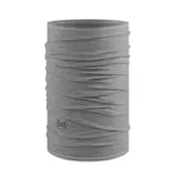 Braga de cuello multifuncional marca Buff, confeccionada en lana merino de color gris melange. Diseño tubular sin costuras, ligero y elástico, ideal para protección térmica y gestión de la humedad.