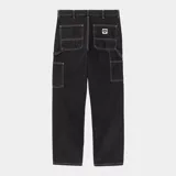 Pantalón de trabajo negro de corte recto, con bolsillos laterales y traseros, presillas para cinturón y logo de la marca en el bolsillo trasero.