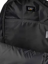 Mochila Caterpillar Explorer de poliéster ripstop color antracita. Cuenta con compartimento principal con bolsillo acolchado para laptop, bolsillo frontal con cremallera y cordón para llavero, bolsillos laterales de malla, correas acolchadas para los hombros y panel trasero. Incluye asa de transporte superior, detalles de cordones y logo reflectante estampado.