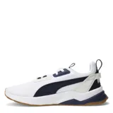 Championes urbanos Puma modelo Anzarun 2.0 Formstrip, color negro con detalles en blanco. Presentan una capellada de malla transpirable, suela de goma con entresuela de espuma para mayor amortiguación y el icónico diseño Formstrip en los laterales.