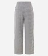 Pantalón de vestir de corte recto, cintura alta, con trabillas, pliegues y bolsillos. Estampado de cuadros Príncipe de Gales.