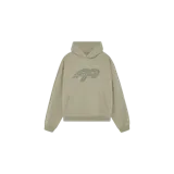 Hoodie oversize Eme Studios modelo ARC M Laurel, color verde, con capucha, bolsillo frontal tipo canguro y estampado gráfico en el pecho con el logo de la marca.
