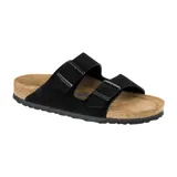 Sandalias Birkenstock Arizona SFB LEVE, color negro, con dos correas ajustables con hebillas metálicas.