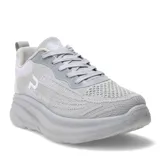 Championes deportivos Push de mujer, color gris, confeccionados en tejido de malla transpirable con suela de plataforma amortiguada y cierre de cordones.