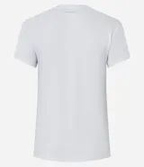 Remera deportiva de manga corta y cuello redondo, color blanco, con la palabra "MOTION" estampada en el pecho en tono blanco sutil.