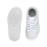 Championes Puma Runtamed Platform de color blanco, con diseño de plataforma, cierre de cordones y logo de la marca en dorado en el lateral.