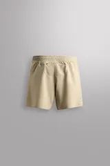 Short deportivo Zara Athleticz de color marrón, confeccionado en tejido técnico ligero y elástico con forro interior. Cuenta con cintura elástica ajustable con cordón, bolsillos frontales, bolsillo trasero con cierre de cremallera, bajo con aberturas laterales y detalle de logo estampado en la pierna.