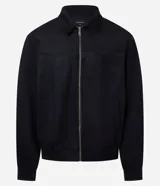 Campera masculina Marfinno de efecto gamuzado en color marrón, con cuello alto, cierre frontal de cremallera, bolsillos laterales y puños y bajo elastizados.
