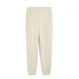 Pantalón de jogging Puma Ess Nº1 Logo Sweat Pants, color beige, con cintura elástica y puños en los tobillos. Presenta el logo de la marca bordado en blanco en la pierna izquierda.