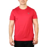Remera deportiva de manga corta, color rojo vibrante, con cuello redondo y el logo de Diadora en tono gris en el pecho.