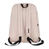 Mochila negra de estilo clásico con compartimento principal amplio, bolsillo frontal con cierre y bolsillos laterales. Incluye división interna para notebook.