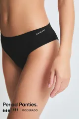 Bombacha vedetina clásica color negro, diseñada para usar durante el período menstrual.