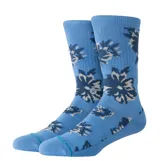 Medias tipo crew de la marca Stance, color azul con estampado floral en tonos azul oscuro y gris.