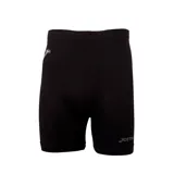 Calza corta de compresión negra con logo de la marca en gris.