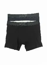 Pack de dos bóxers de algodón liso, uno negro y otro gris oscuro, con elástico en la cintura con la marca "Brookfield" en blanco.