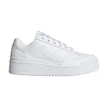 Championes Adidas modelo Forum Bold, de diseño clásico con plataforma, color blanco total, con el logo de la marca grabado en el lateral y en la suela.