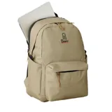 Mochila Rip Curl modelo Crusha 30L Search, color beige, con compartimento principal y bolsillo frontal con cierre, además de bolsillos laterales. Presenta el logotipo de la marca estampado en la parte delantera.