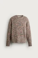 Jersey de corte relajado tejido con hilatura de lana, con cuello redondo y manga larga, de diseño multicolor con motas en contraste.