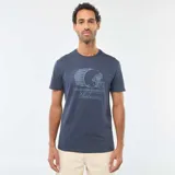 Remera de manga corta y cuello redondo en color azul, con estampado frontal gráfico que incluye un casco de fútbol americano y el texto Tuscaloosa Guardians American Soccer Club Alabama.