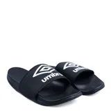 Sandalias de hombre Umbro Profoam, color negro con tira ancha y el logotipo de la marca en blanco.