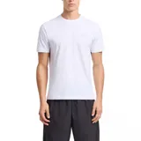 Remera Emporio Armani EA7 de manga corta y cuello redondo, color beige, con pequeño logotipo impreso en el pecho.