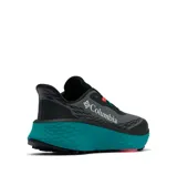 Championes de trekking Columbia Konos Trillium Atr Omni-Max, de color gris con suela alta en tonos turquesa y negro, detalles en fucsia y logo de la marca en el lateral.